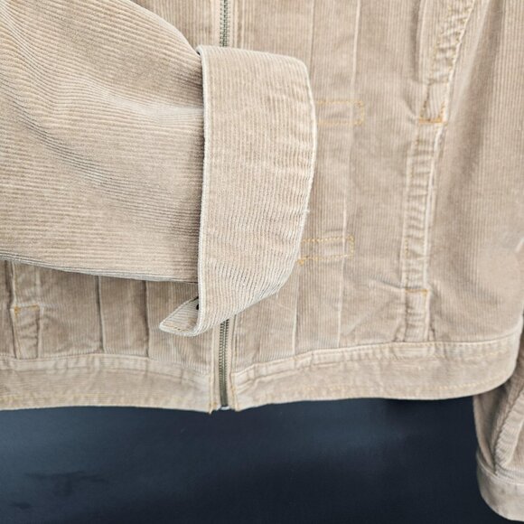 Vintage Tommy Hilfiger Jacket Coat Womens XL Tan Corduroy Stretch Zip Moto Y2K - Picture 5 of 14